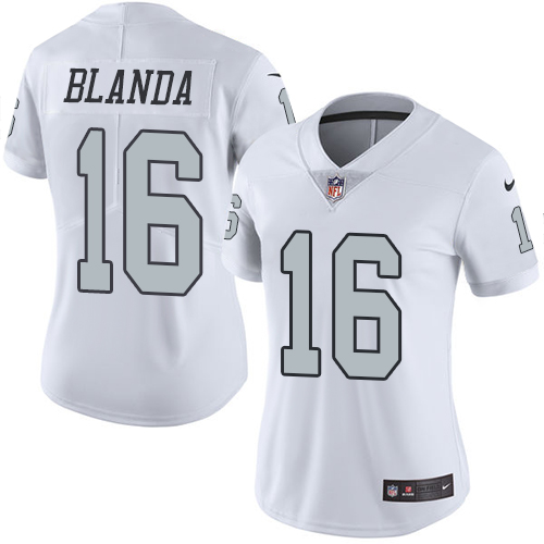 Women's Elite George Blanda Nike Jersey White - #16 Rush NFL Oakland Raiders